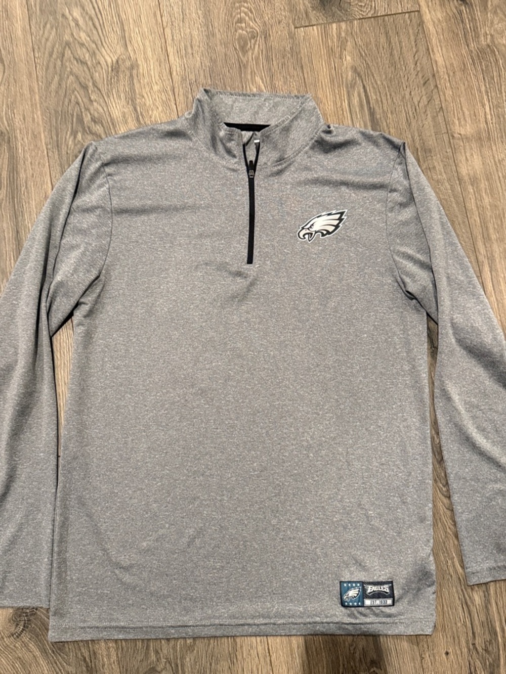 NFL Heather Gray Quarter-Zip Pullover with Eagles Logo
